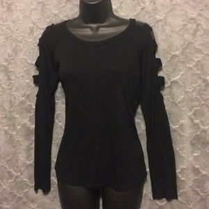 NWOT black long sleeve shoulder & arm cut out top
